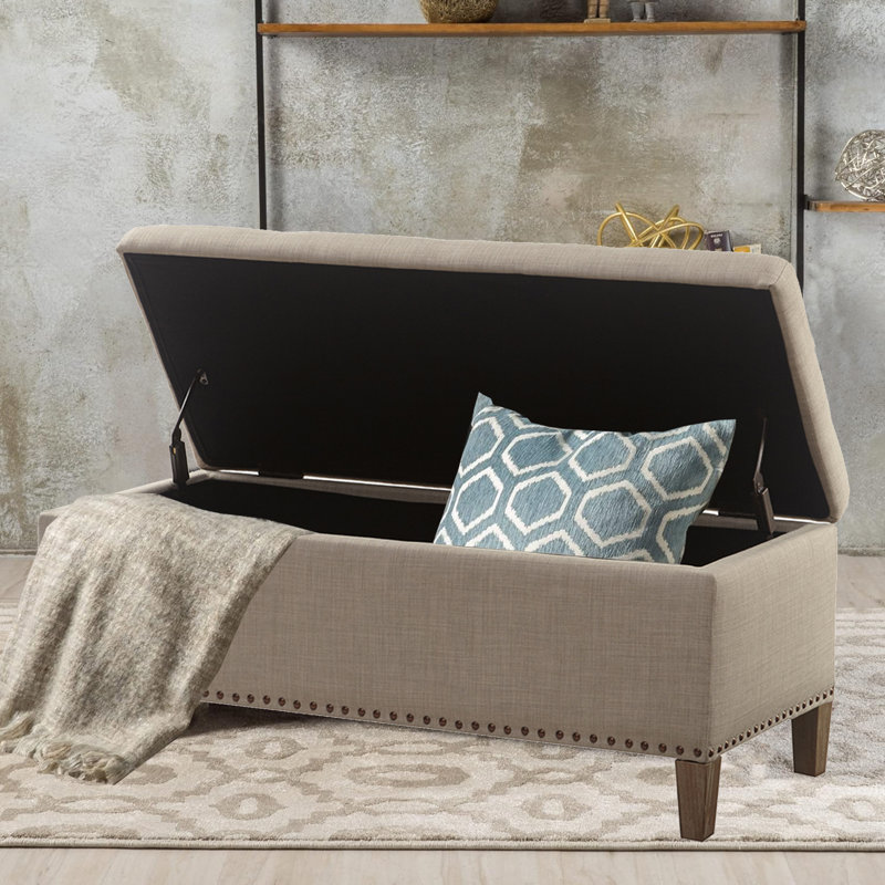 Banc de rangement à couvercle rabattable Elmdale, Gris clair