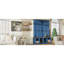 Arbre d'entrée de style campagnard avec 4 crochets cachés, banc polyvalent en noyer avec 8 portes, armoire à chaussures avec compartiment ouvert pour le salon, bleu