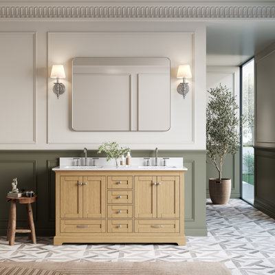 Freestanding Bathroom Vanity With Cultured Marble Countertop And Sink