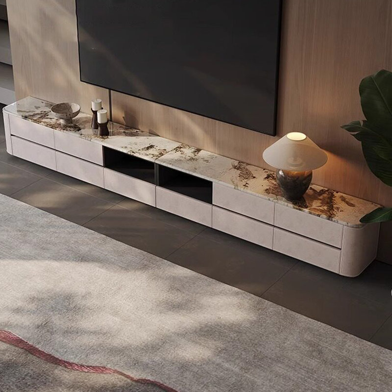 Meuble télé moderne en bois manufacturé gris Griotte, 94.49