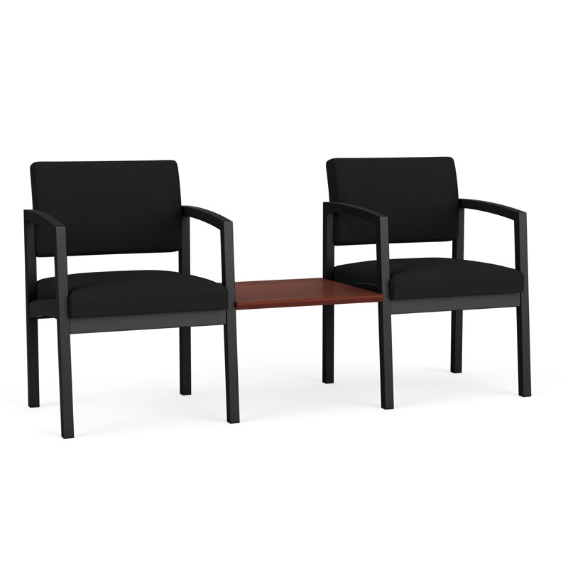 Structure tandem 2 places avec table centrale en acier Lenox, Noir / cerise Canyon, Cerise Canyon