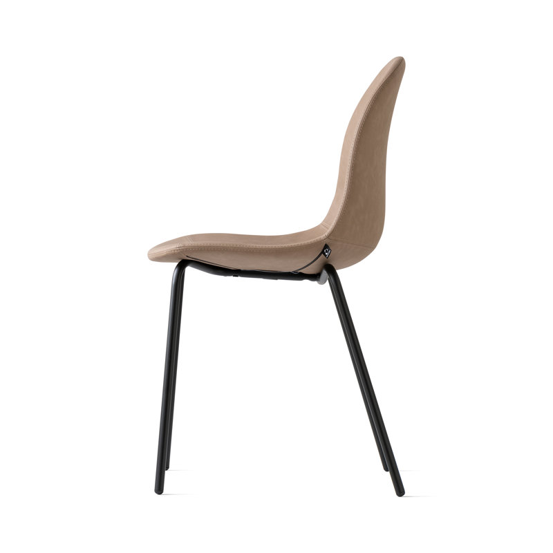 Academy Upholstered Armless Chair with Metal Frame, Black