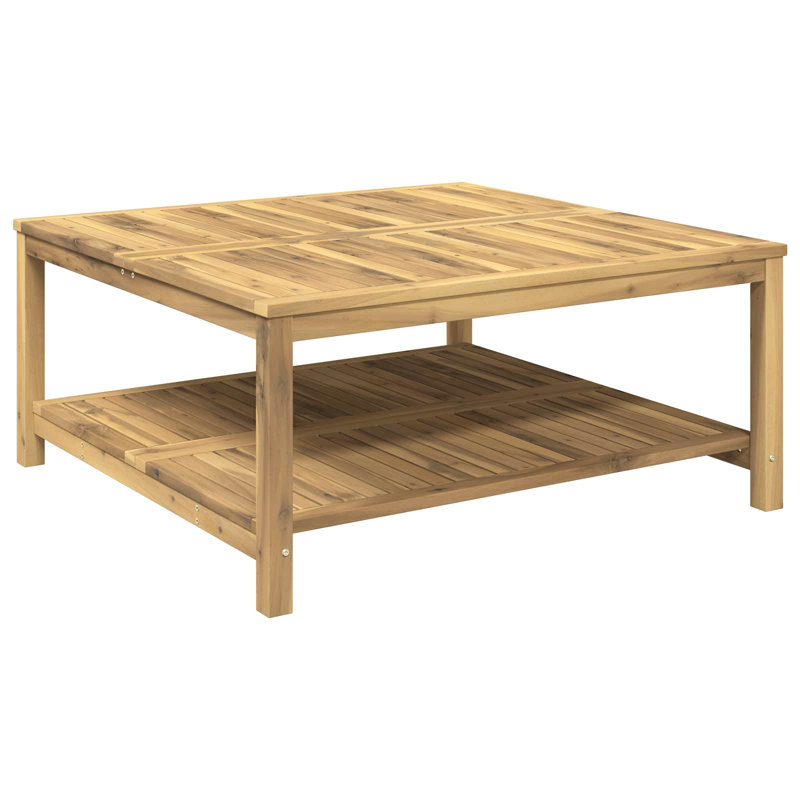 Acacia Solid Wood Outdoor Coffee Table - 60.5 cm W 30 cm D, 45cm H x 100.5cm W x 49cm D, Whitewash