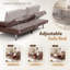 Canapé-lit futon convertible pliable en similicuir avec 2 porte-gobelets-1314274331