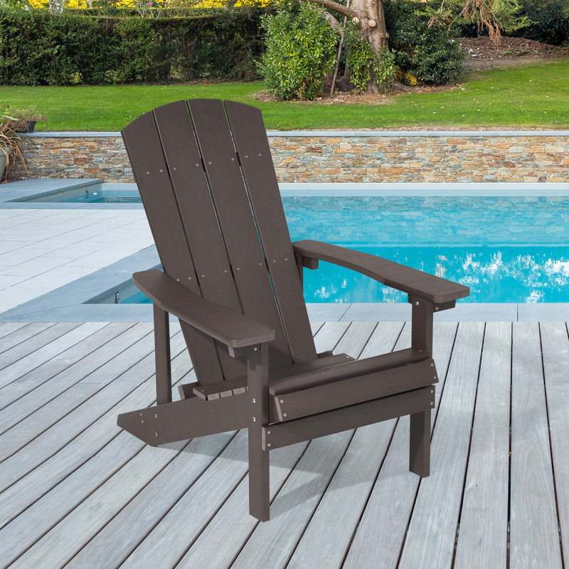 Chaise longue d'extérieur en plastique Kieth Adirondack, Brun