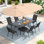 6-Person Rectangular Patio Dining Set With Umbrella & Textilene Stackable Chairs