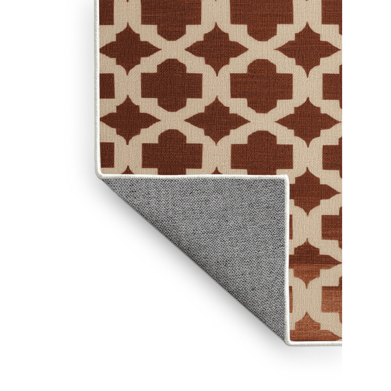 Tapis beige en treillis lavable à la machine, Carré 7 pi