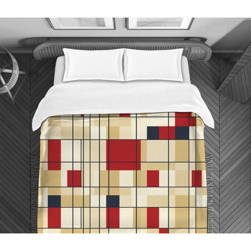 Sixten Mondrian Geometric Machine Printed Comforter, Twin Extra Long