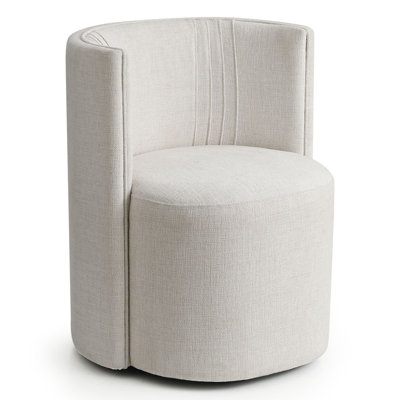 Textured Upholstered Barrel Dining Chair with Hidden Casters