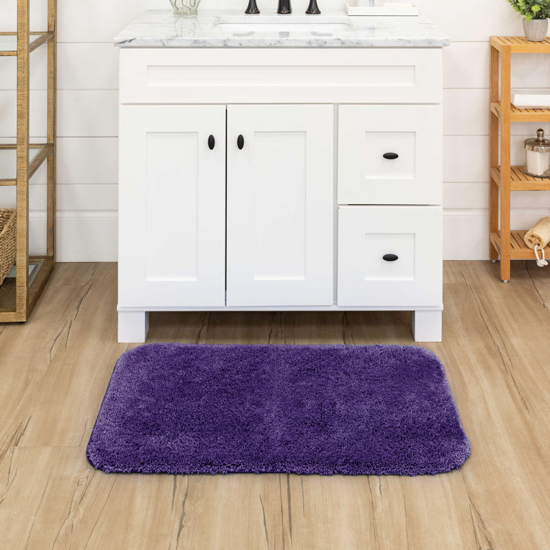 Tufted Nylon Non-Slip Bath Rug - Basics by Wayfair™, 17" W x 24" L, Plum