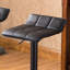 Table de bar à hauteur réglable avec plateau carré noir et 2 tabourets pivotants en cuir pivotant pour le bureau