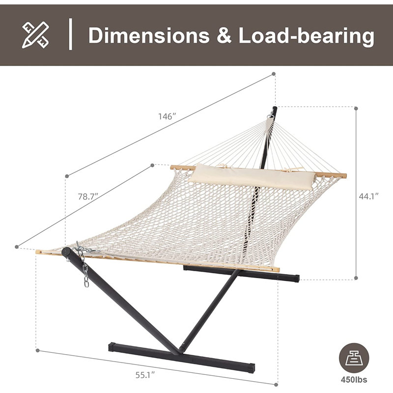 Hamac double avec support Volkrad, Beige