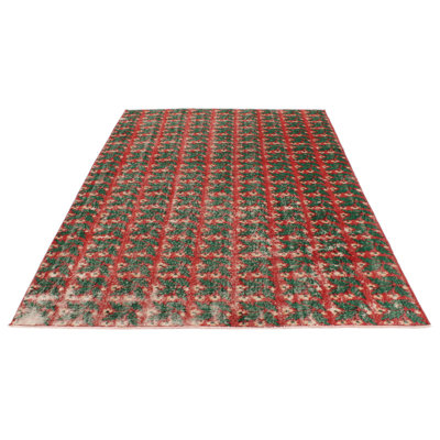 6x9 Red and Green Turkish Anatolian Rug