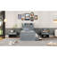 Lit simple en bois avec tête de lit de rangement avec prises, lit extensible avec lit gigogne simple avec trois tiroirs de rangement, gris-1805381190