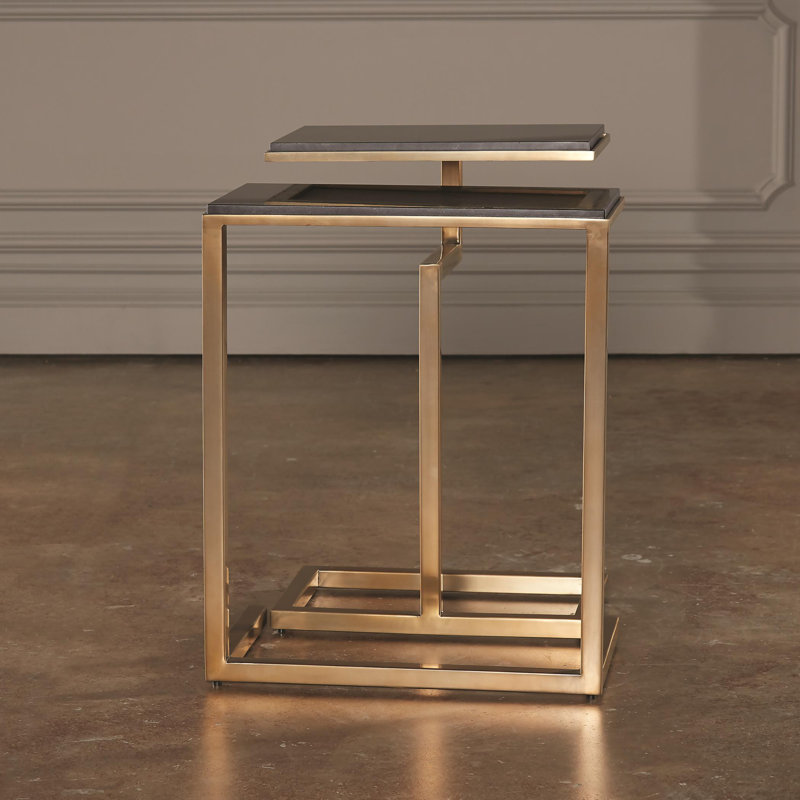 Marble Nesting End Table, Brass