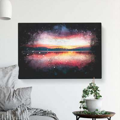 Sunset over Lake Windermere - Wrapped Canvas