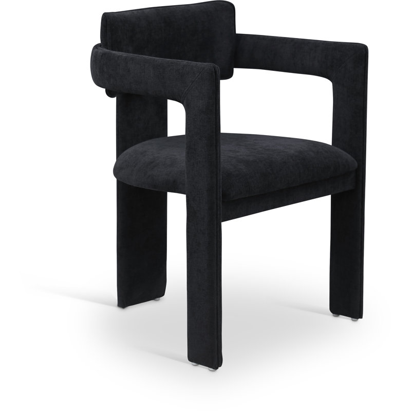 Exilda Chenille Fabric Dining Chair, Black Chenille Fabric