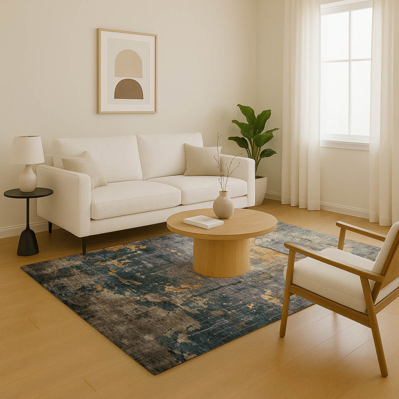 Tapis moderne lavable à la machine de qualité supérieure AMF1780, Rectangle 9 pi x 12 pi