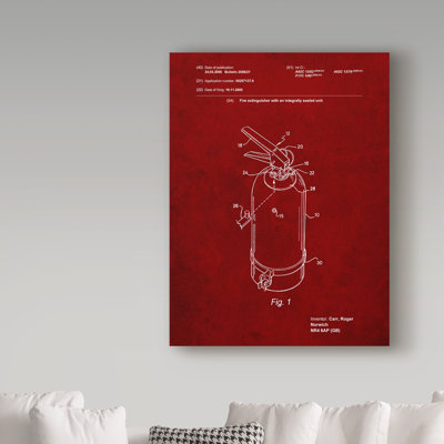 'Fire Extinguisher' Drawing Print on Wrapped Canvas