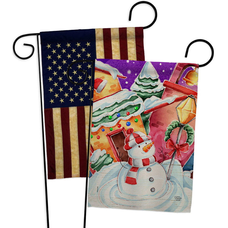 Drapeau de jardin givré en polyester 18,5 x 13 po Snowman