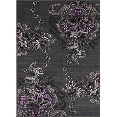 Allstar 8X10 Modern Accent Rug In Grey With Charcoal Grey Graphic Floral Design (7' 9"" X 9' 8"") -  Alcott HillÂ®, B15F394A726C480C8710A6F0DD55CEFB