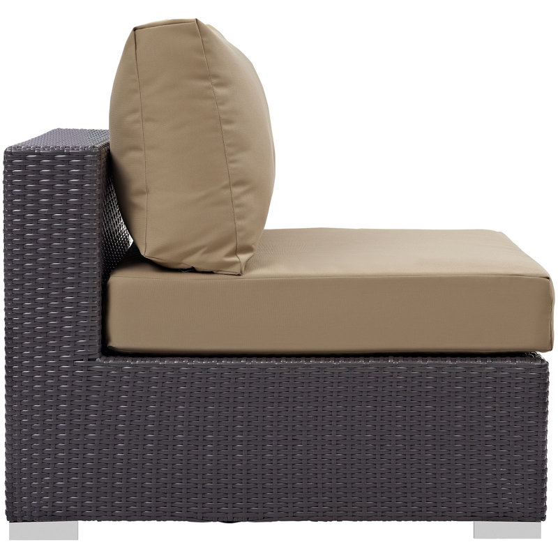 Chaise de terrasse sans accoudoirs avec coussins Convene, Moka