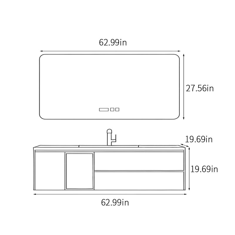 Armoire de salle de bain luxueuse de style chinois, 63"