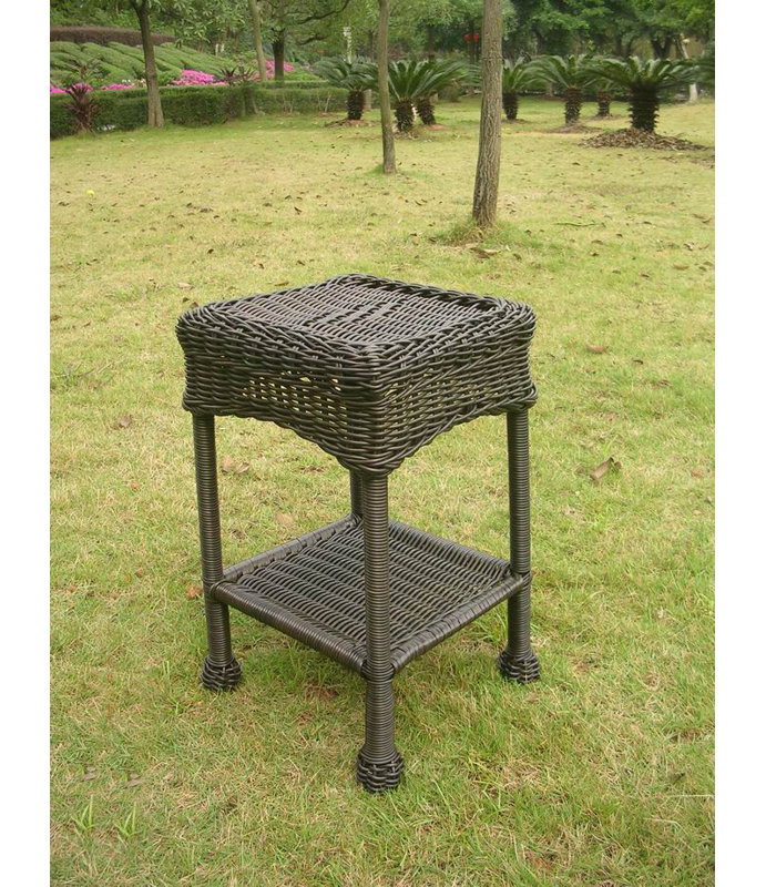 Square Metal Outdoor Side Table , 12'' in. W 12'' in. D, Antique Black