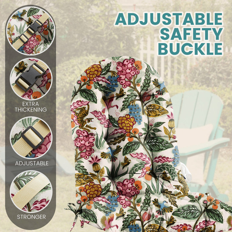 High-Back Seat Cushion - Waterproof Outdoor Adirondack Chair Cushion for Patio Furniture with Vibrant Patterns, Premium Elastic Padding, Multi-Scenario Use