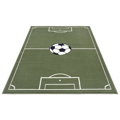 Short pile children's rug Estadio green
