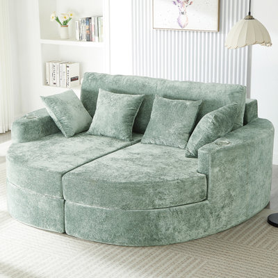 80" Curved Chaise Lounge Sofa