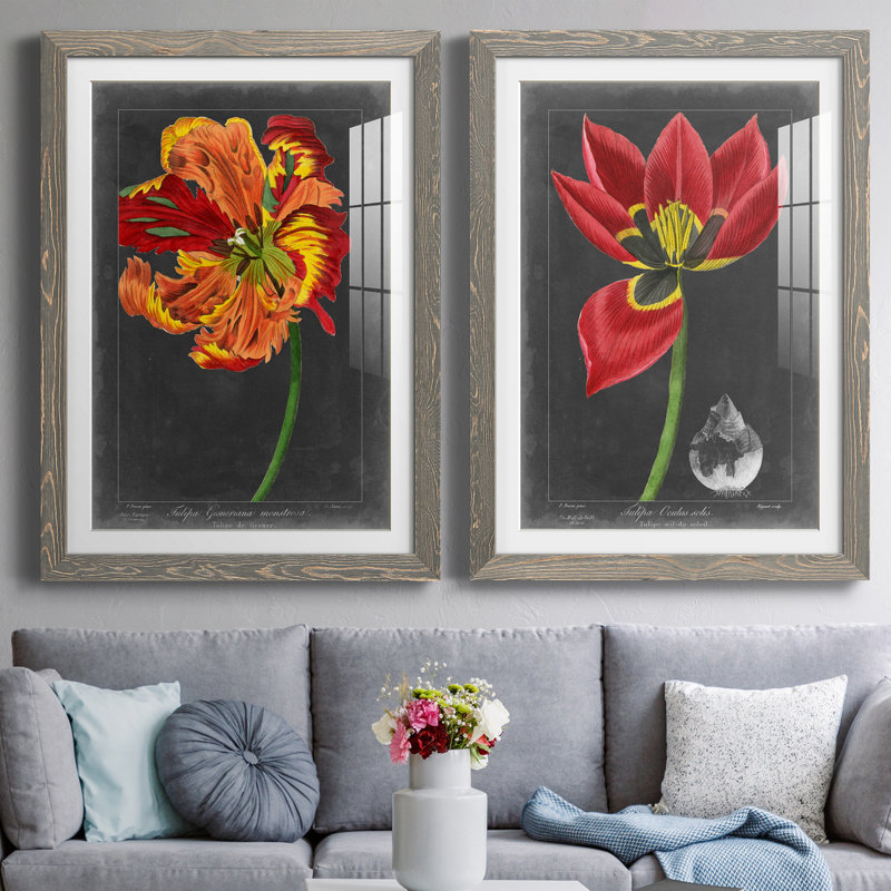 «Midnight Tulip» IPémium, reproduction encadrée - prête à être accrochée, H 43,5 po x l 31,5 po x P 1 po, Blanc