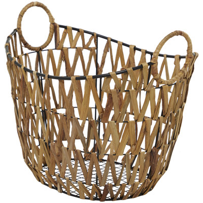 Panier de rangement décoratif et fonctionnel en métal brun avec poignées