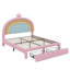 Lit tapissier arc-en-ciel, lit plateforme en velours avec tiroir-1270057839