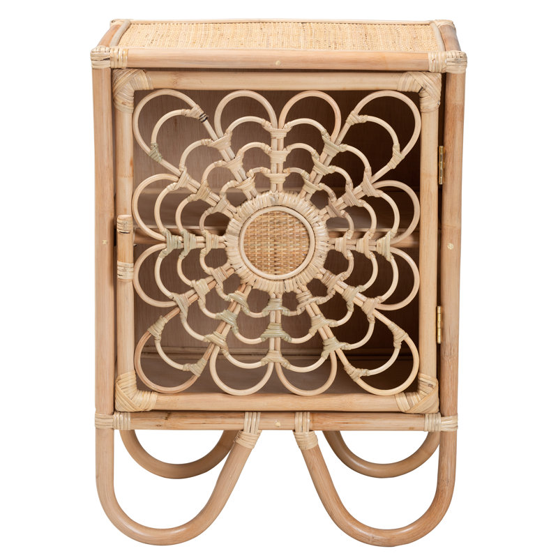 Berenika Acelin Modern Bohemian Rattan Nightstand
