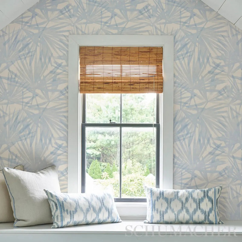 Sunlit Palm Sisal Wallpaper, Chambray