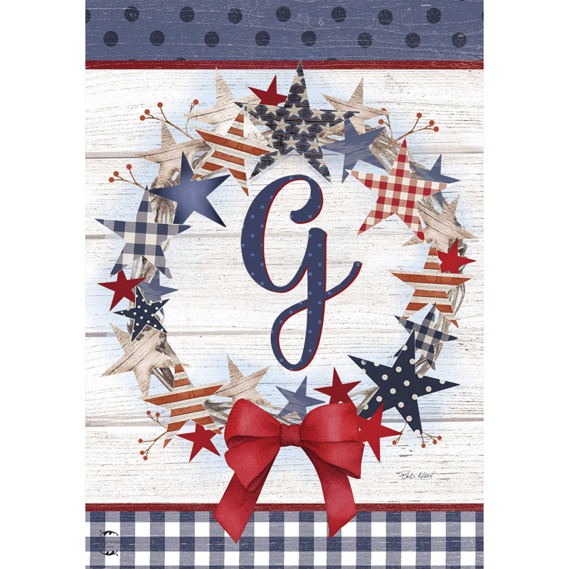 Drapeau de jardin American Wreath Monogram G