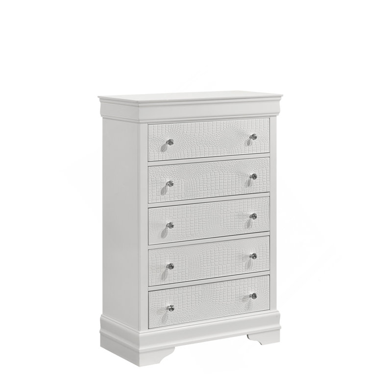 Commode 5 tiroirs Blaze, Blanc