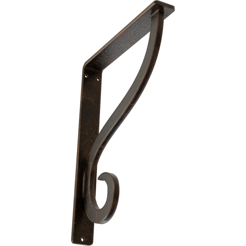 Support simple en fer forgé Ashford, H 10 po x l 1,5 po x P 7,5 po, Bronze vieilli