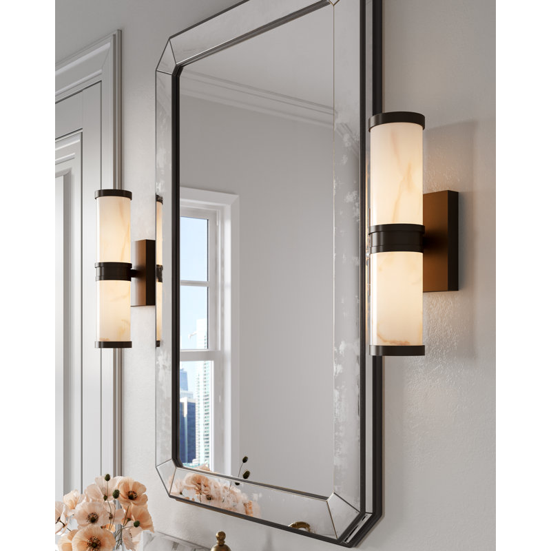 Brenham Wall Sconce, 4.5" H x 14.5" W x 5" D, Natural/Oil Rubbed Bronze, 6
