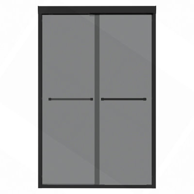 Porte de douche coulissante double en verre trempé de 8 mm de l 48 po x H 76 po avec cadre en acier inoxydable 304