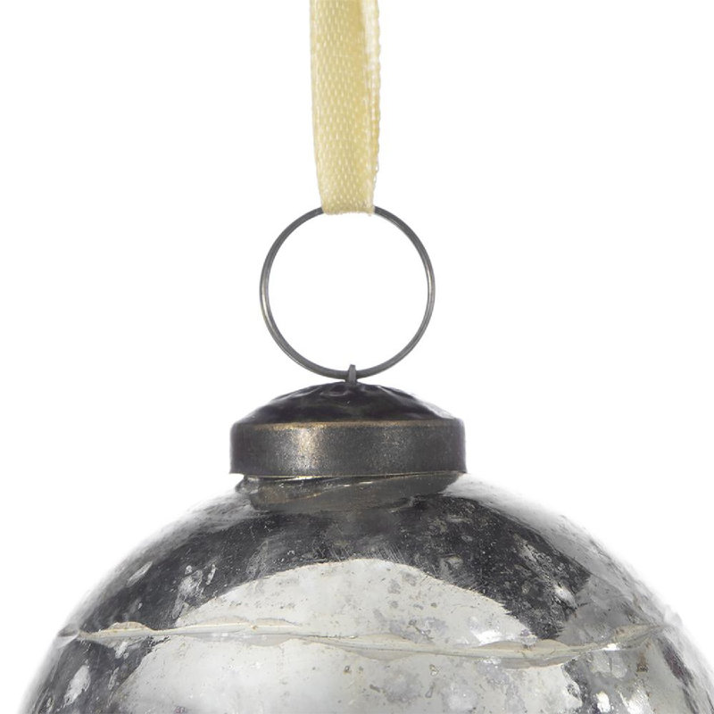 Set of 12 Silver Etched Glass Ball Ornaments