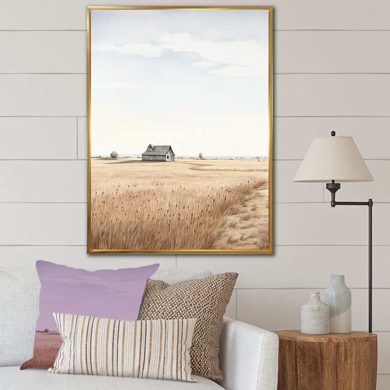 Prairie beauté dévoilée II sur toile, H 32 po x l 24 po x P 1 po, Cadre flottant doré