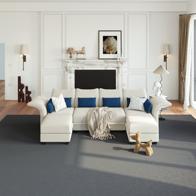 Canapé modulaire rembourré avec rangement de 102 po Harlaii