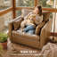 Chaise d'appoint, fauteuil rembourré en similicuir avec assise large, brun-151096909