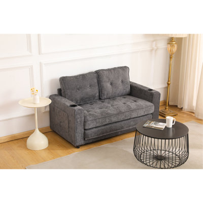 Canapé 3 fois, canapé-lit futon convertible, tissu en velours de lin, pour les petits espaces, le salon ou le bureau
