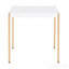 Table de bout carrée avec pieds en métal, blanc et or