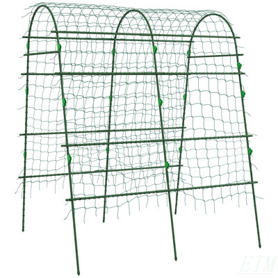 Cucumber Trellis, 6.8' Tall Arch Trellis For Climbing Plants Outdoor, A-Frame, With Plastic Coated Steel Frame And Climbing Net, Support Vegetables, Peas, Fruit & Vines, Green