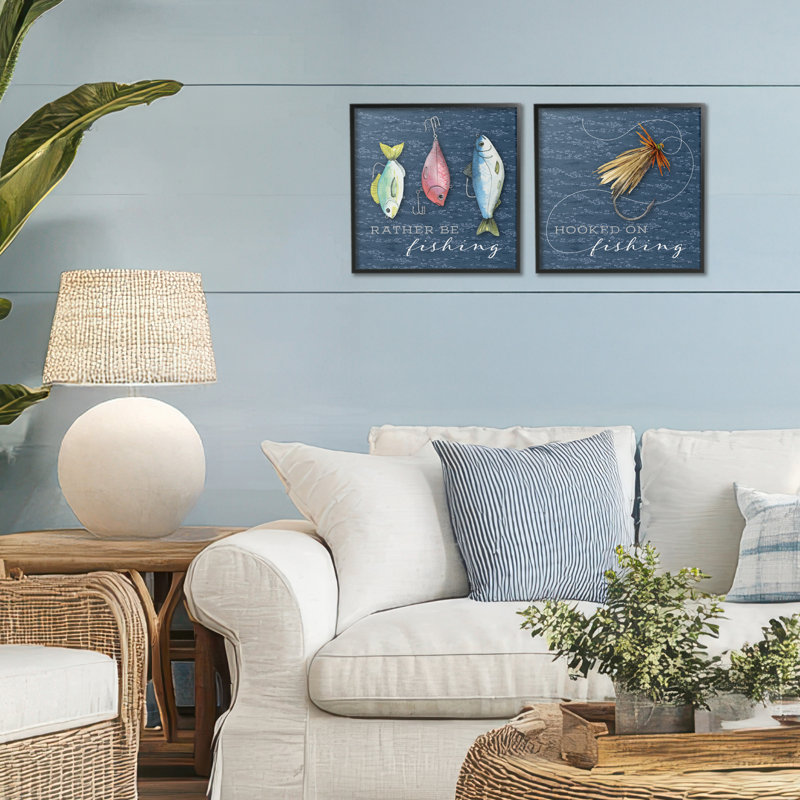 «Gone Fishing Sayings», ensemble de 2 giclées encadrées, design par Holly Thomas Stein, H 12 po x l 24 po