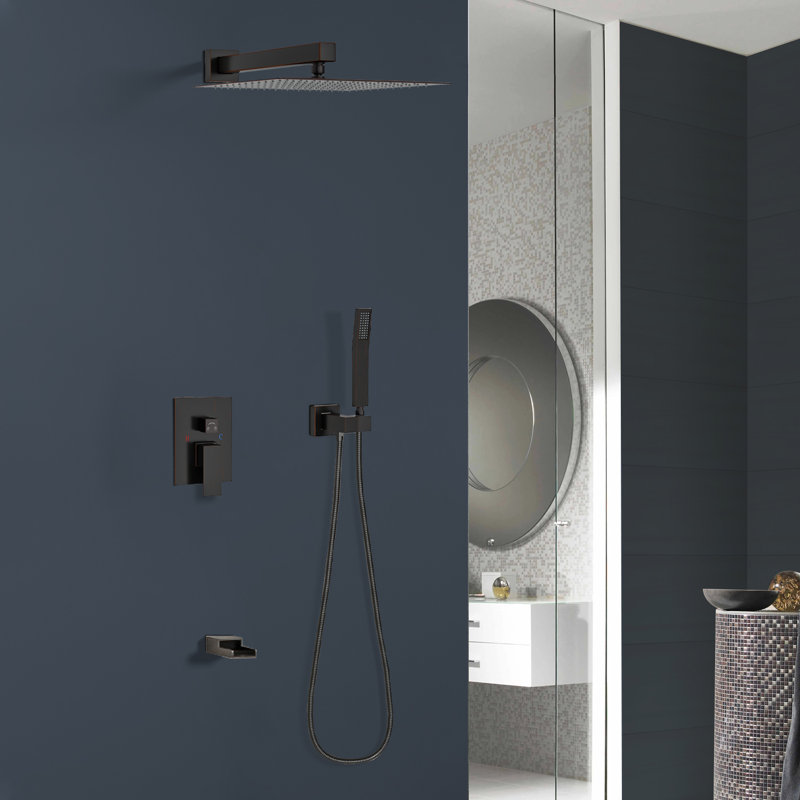 3-Function High-Pressure Rainfall Shower System, Tub Faucet Set